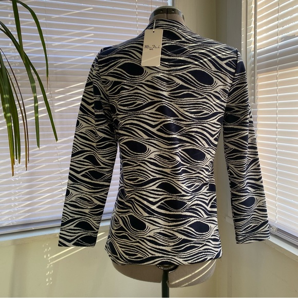 MISS FINCH NYC Women's Black Navy Striped Long Sleeve Sweater Size S - Picture 6 of 12